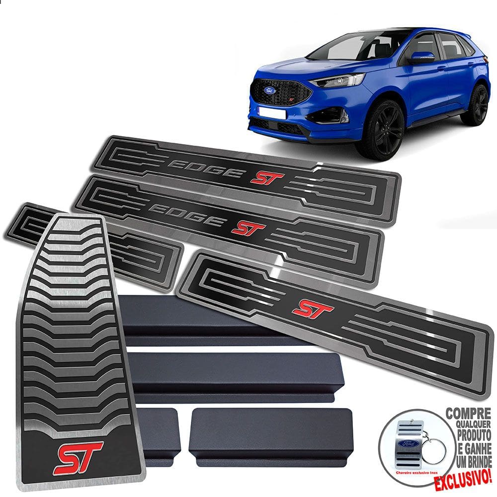 Descanso + Soleira Ford Edge ST Preto Alto Relevo