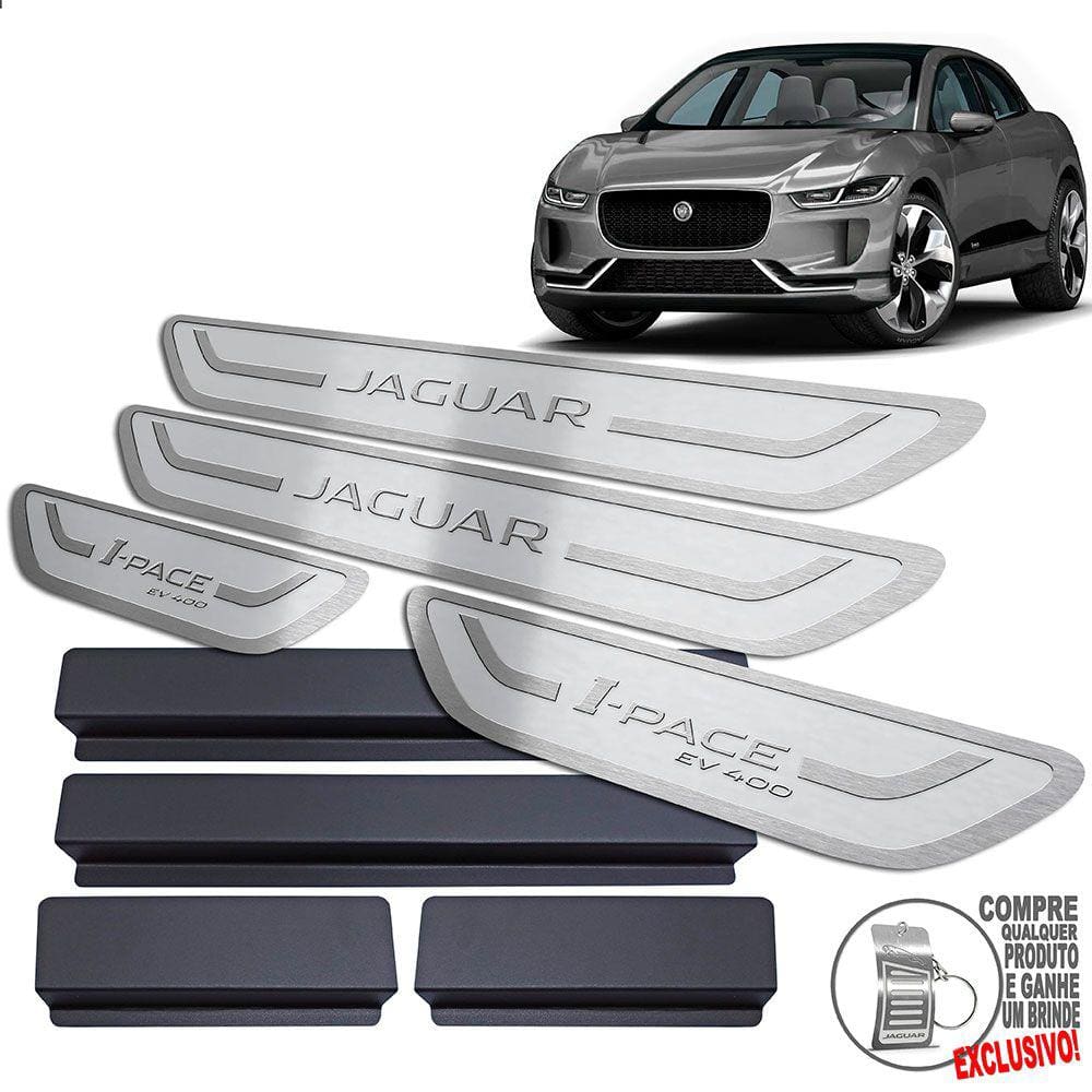 Soleira Inox Jaguar I-Pace 2019 A 2021 Prata Alto Relevo