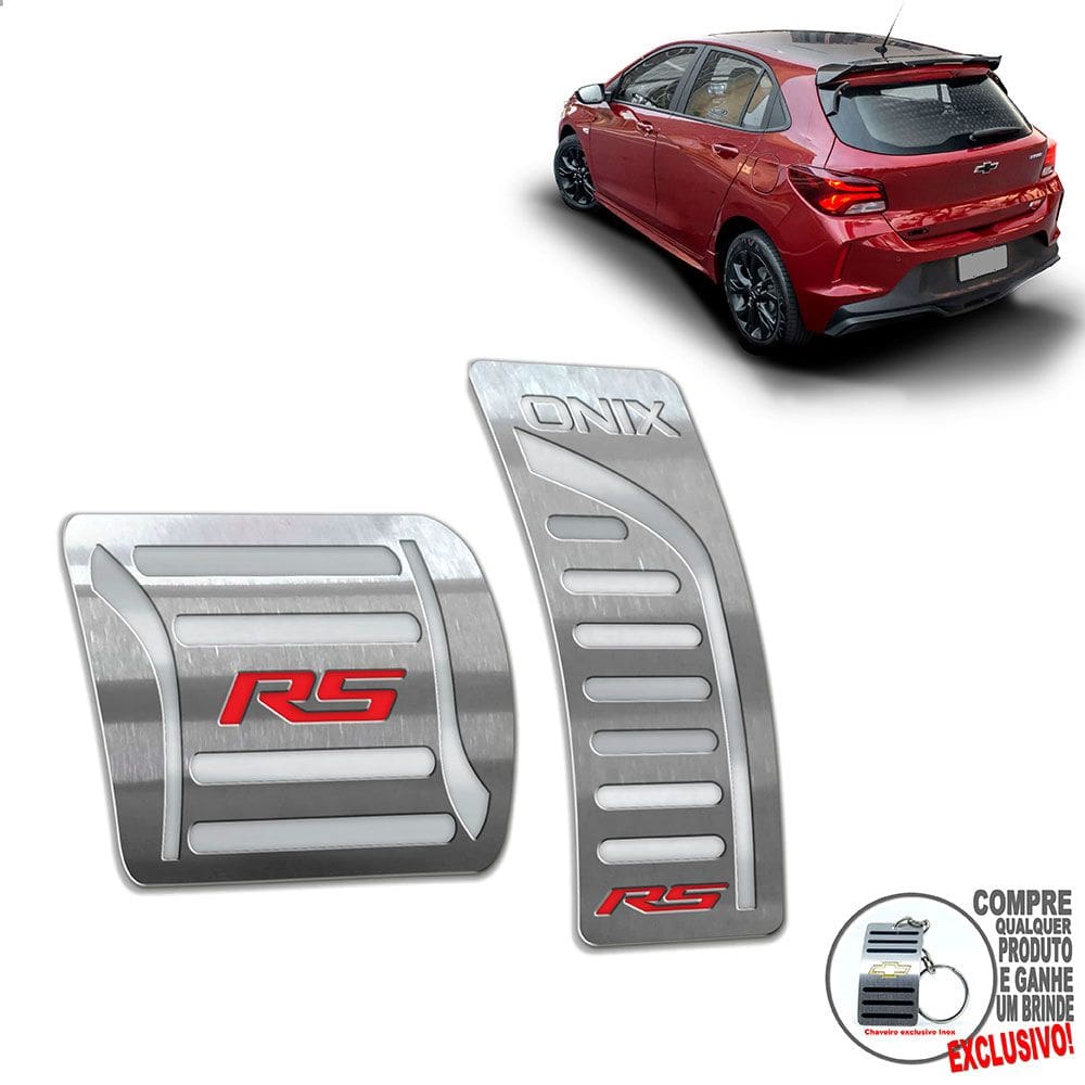 Pedaleira Automático Aço Inox Chevrolet Onix RS Prata