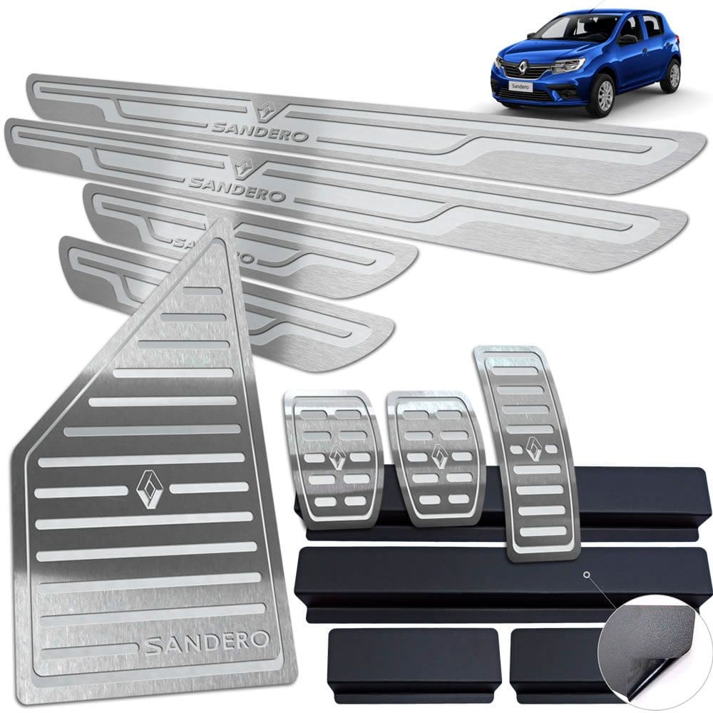 Descanso +  Pedaleira Manual + Soleira Sandero 2020 Prata