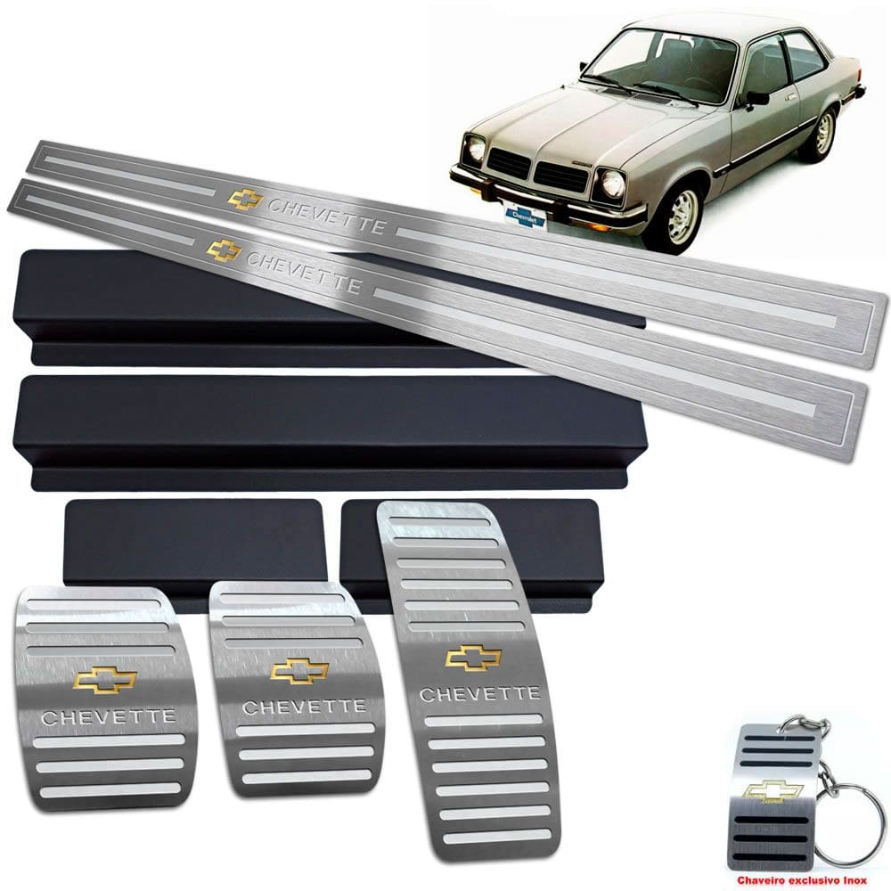 Pedaleira + Soleira Chevrolet Chevette Prata Baixo Relevo