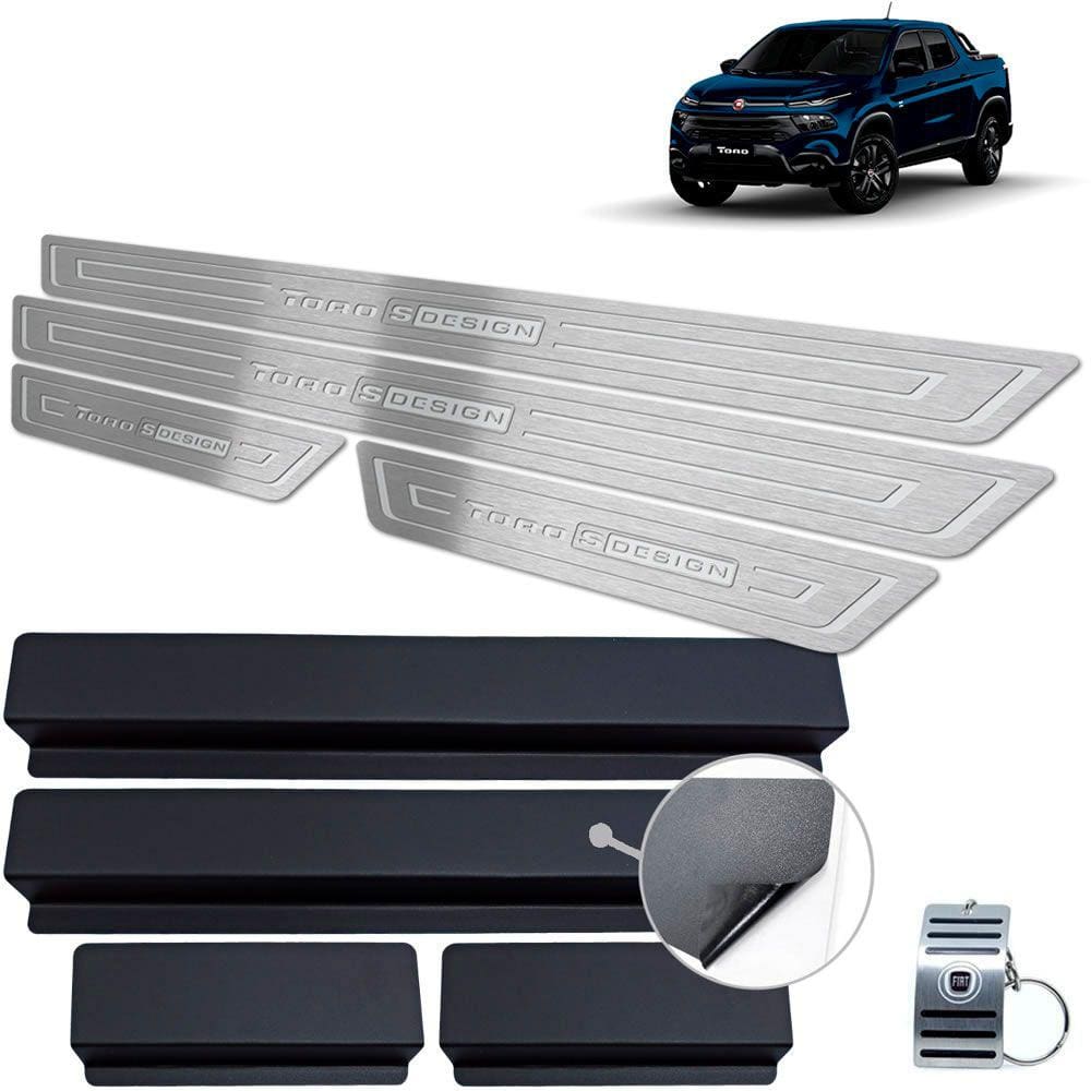 Soleira Fiat Toro S-Design Aço Inox Prata Baixo Relevo