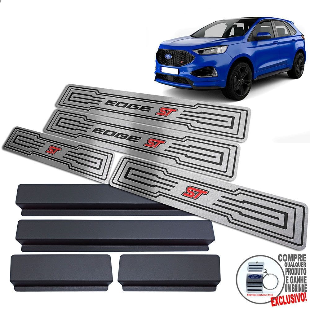 Soleira Em Aço Inox Ford Edge ST Preto Baixo Relevo