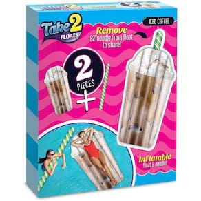 Gelada Café Água Flutuação & Macarrão 2-em-1 Piscina Blow Up Raft