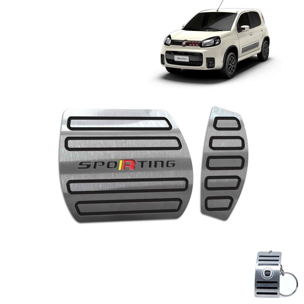 Pedaleira Automático Aço Inox Uno Sporting 2011 A 2018 Preto