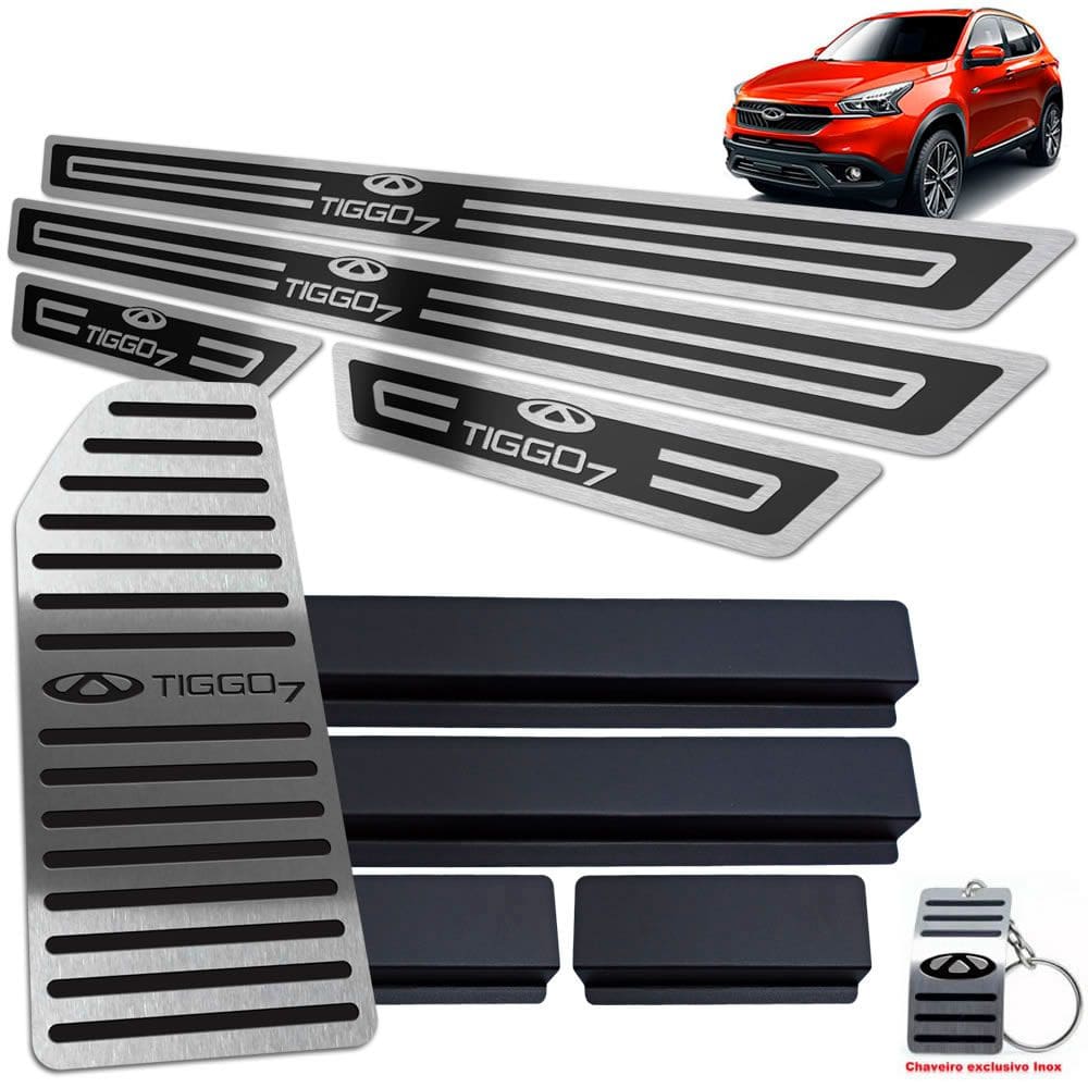 Descanso Soleira Chery Tiggo 7 2019 2022 Preto Alto Relevo