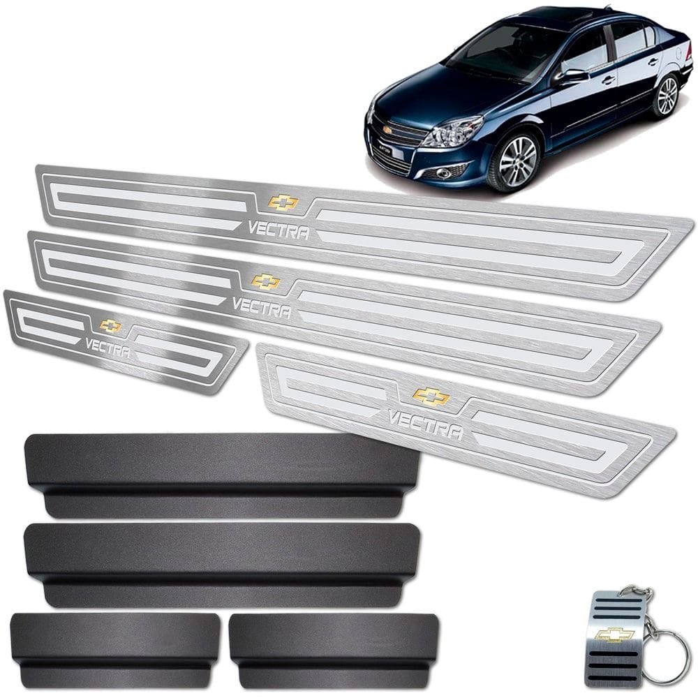 Soleira Aço Inox Vectra 2006 A 2011 Prata Baixo Relevo