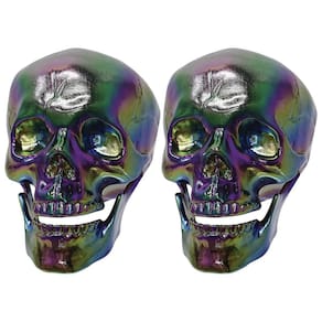 Crazy Bonez Oil Slick Iridescente Acabamento Crânio 2-PK Metálico