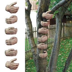Tronco de árvore agarrando as mãos decoração 6ct conjunto sinistro gramado prop