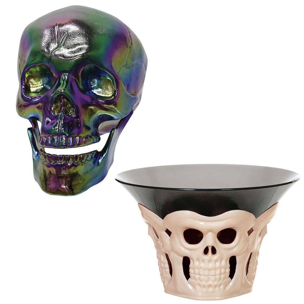 Bone Skull Candy Bowl & Skull Oil Slick Iridescente Acabamento