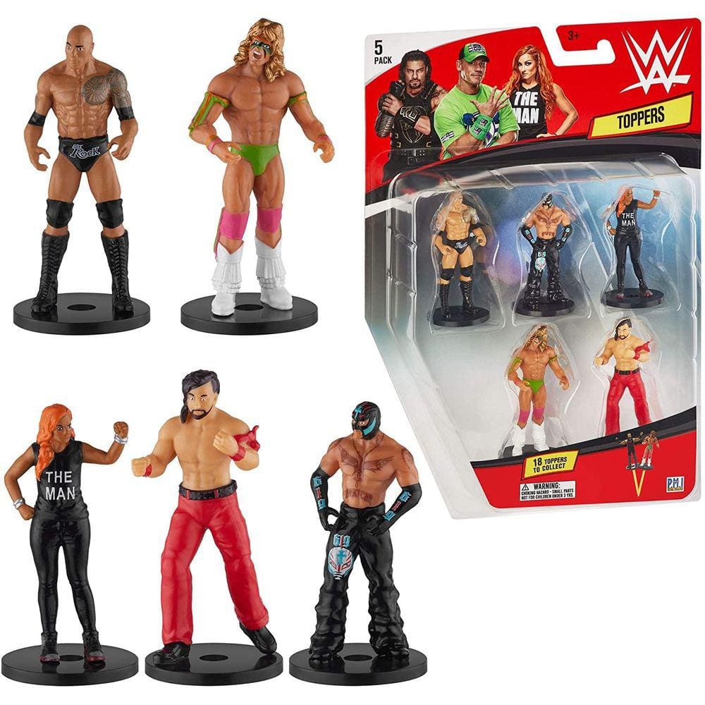 WWE Pencil Toppers 5pk Nakamura Mysterio Rock Becky Lynch