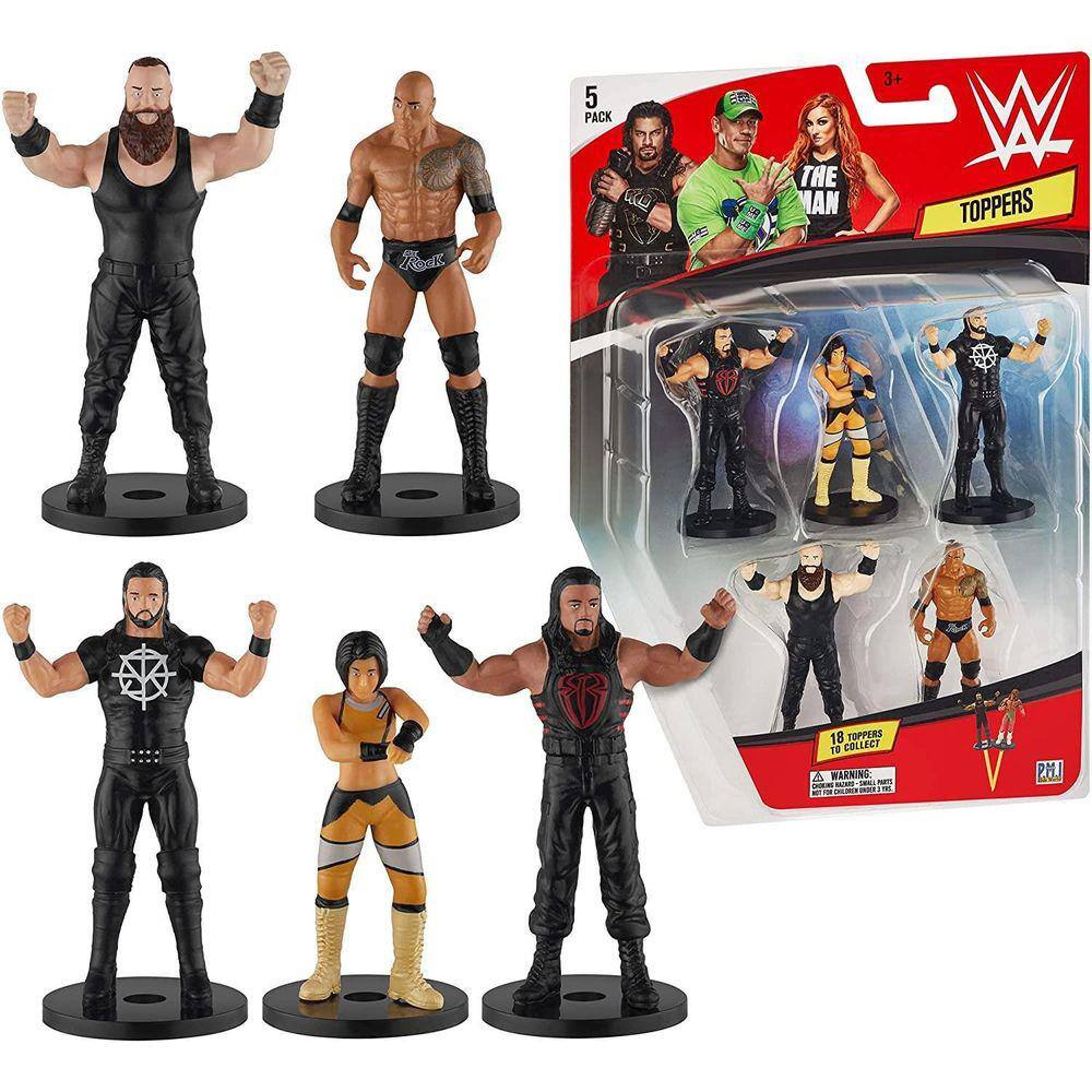 WWE Pencil Toppers 5pk Bayley Rollins Roman Reigns The Rock