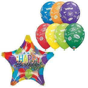 Balão de feliz aniversário 8pc conjunto holográfico partido anagrama