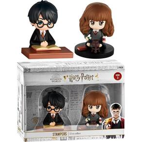 Estudando carimbos de tinta de Hermione Granger e Harry Pott
