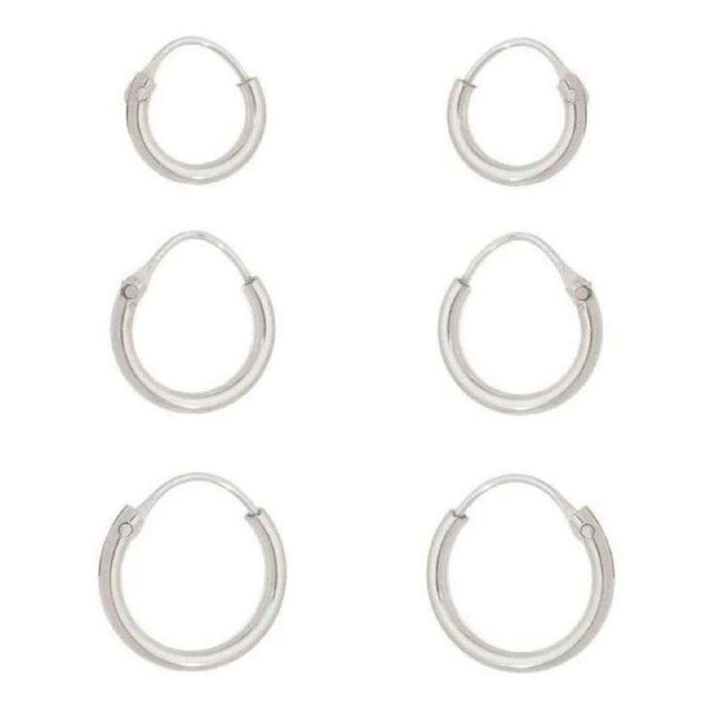 Trio de argola lisa P M G prata 925