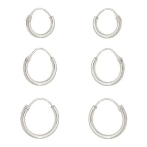 Trio de argola lisa P M G prata 925