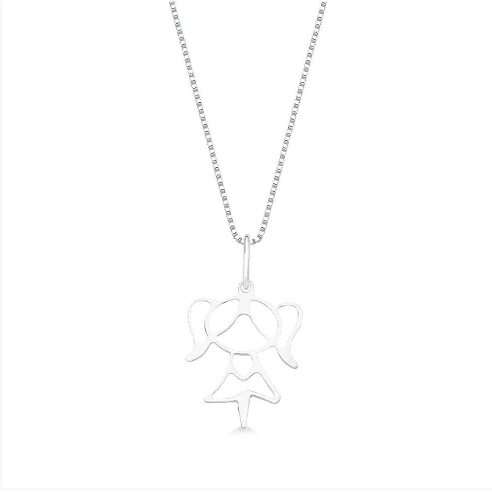 Colar menina corrente 45cm prata 925
