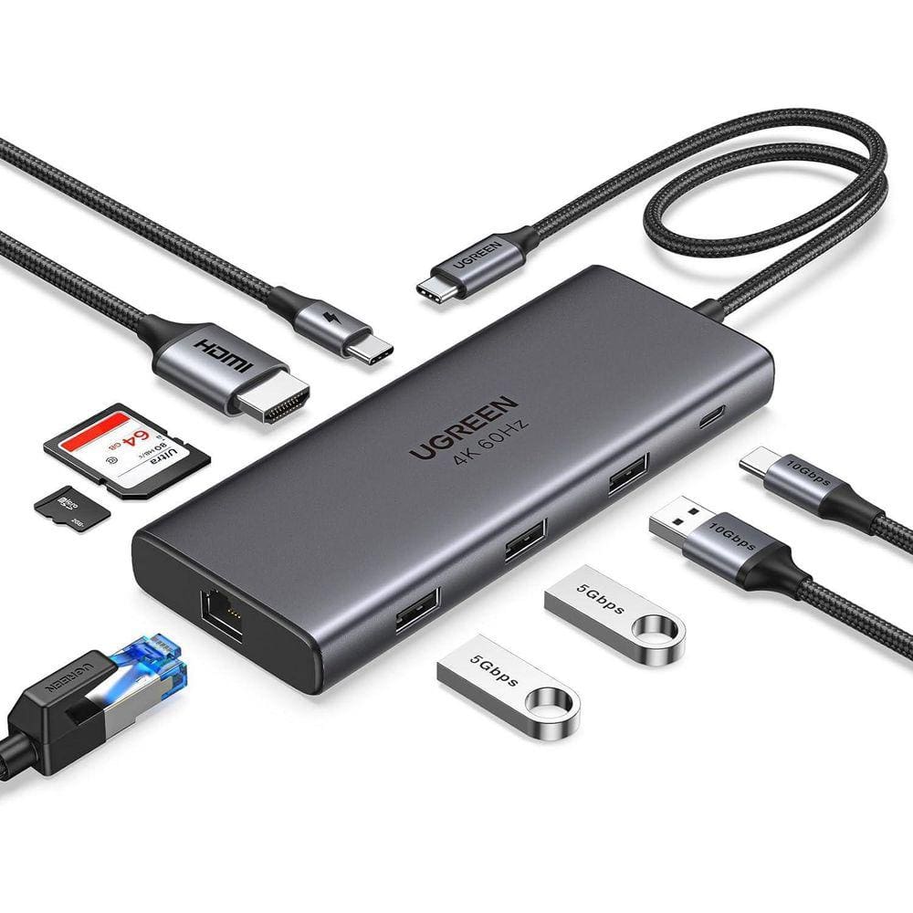 Hub USB-C 9 em 1 Ugreen HDMI 4K Ethernet 1Gbps | Cinza