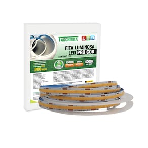 Fita de Led Slim Taschibra 9W/M 320 Leds Cob IP20 12V Com 5 Metros 4000K Luz Neutra