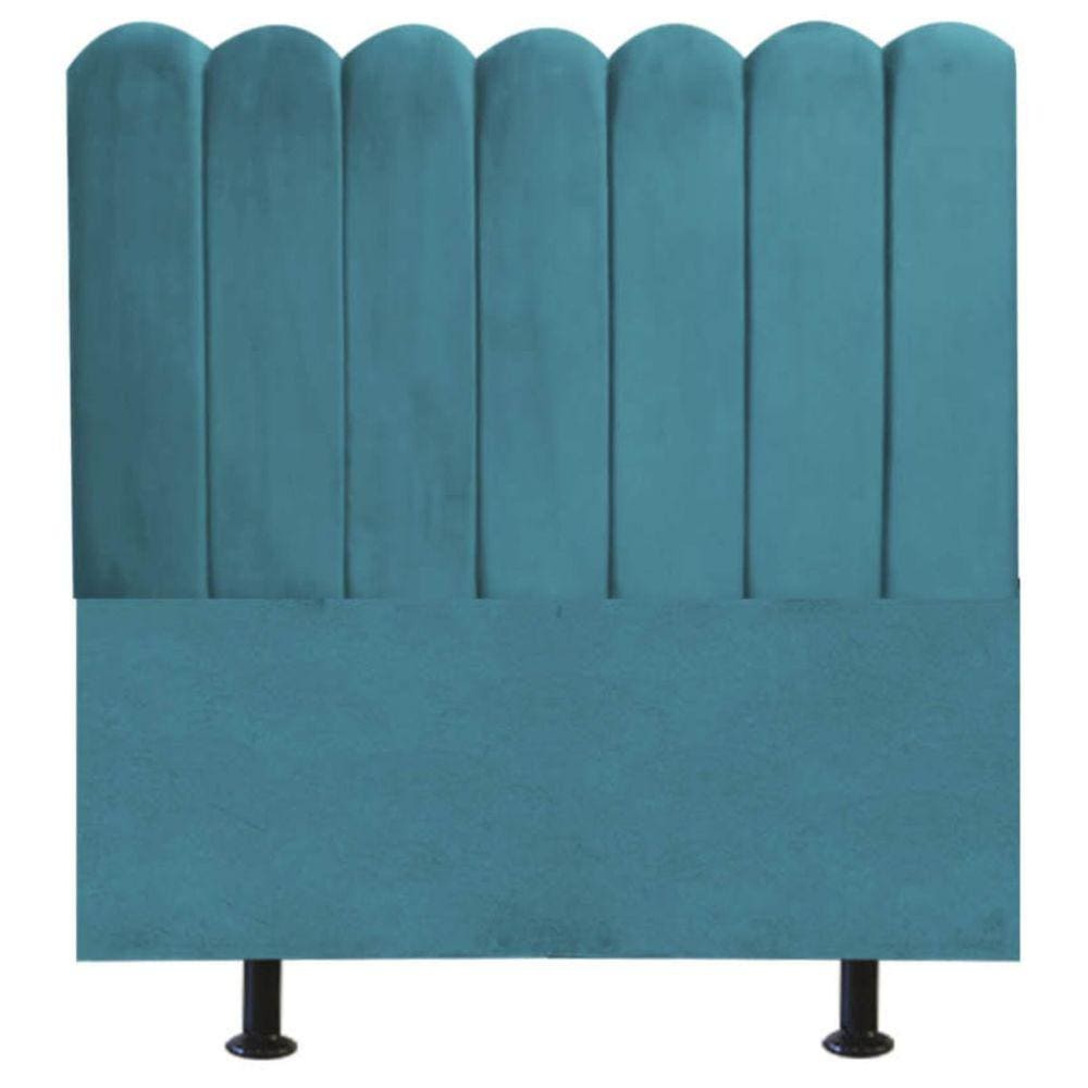 Cabeceira Nuvem Cama Casal 140 cm Alanis Suede Azul Turquesa
