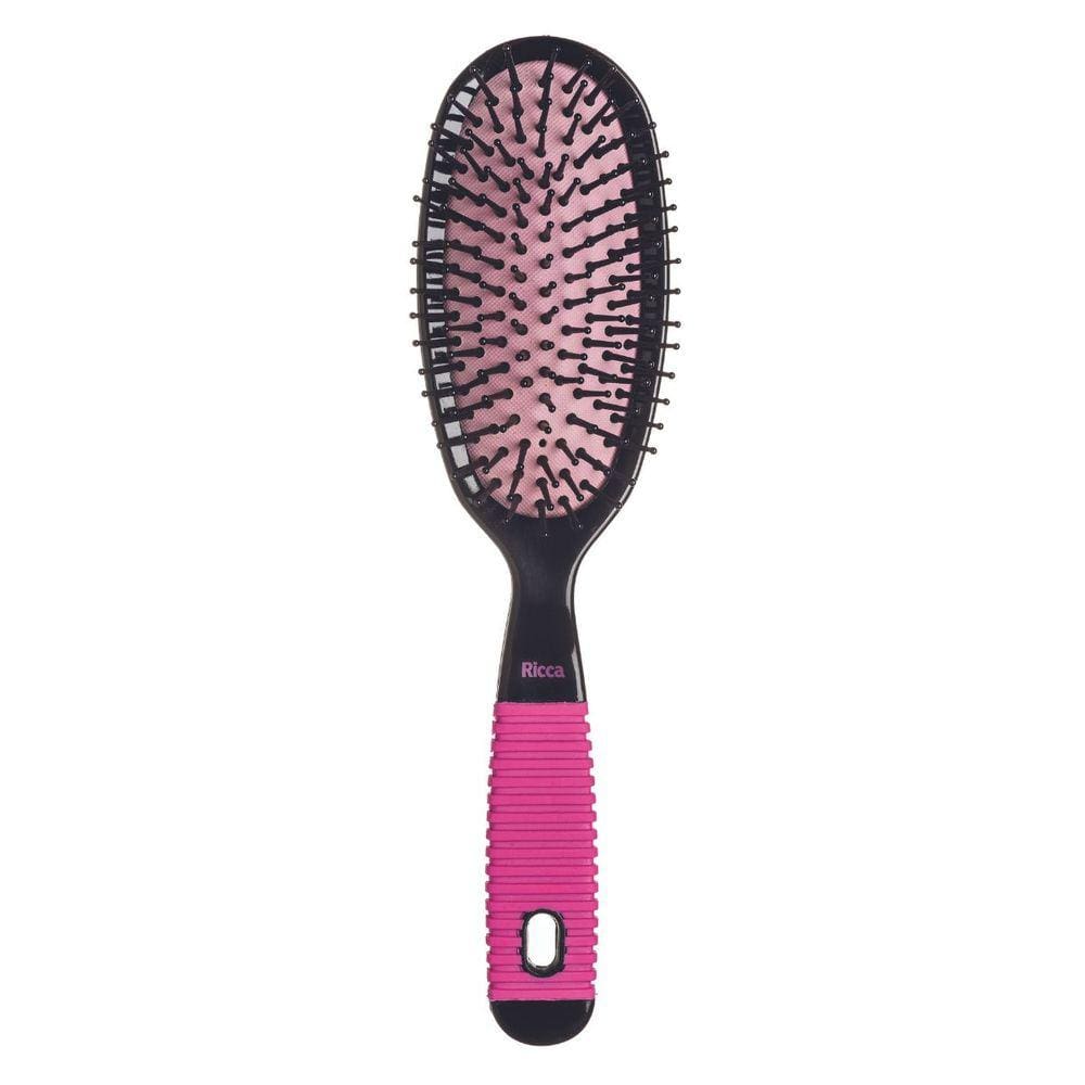 Escova Oval Ricca Black & Pink Cód.2411