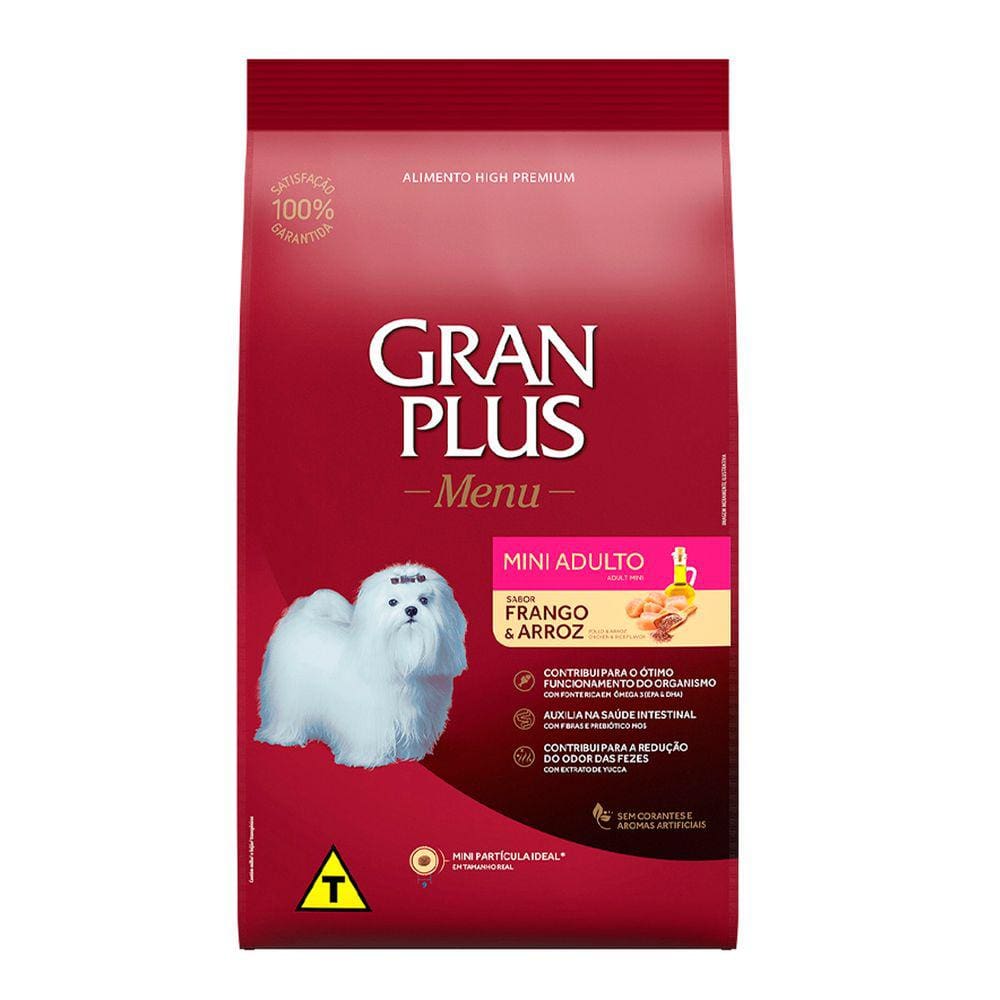 Ração Gran Plus Cães Menu Adultos Raças Mini Frango e Arroz 10,1kg