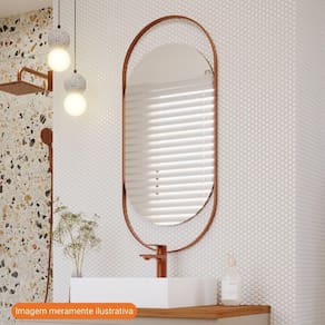 Espelheira Para Decoração De Banheiro, Quarto, Sala, Escritório 87,5X40,7Cm Lumini Mgm Freijo/Cobre