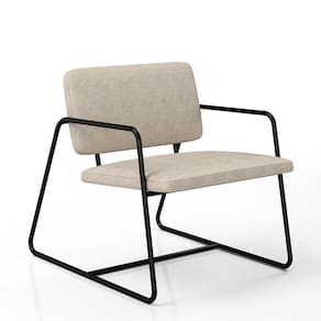 Poltrona Estofada Sintra Preto Fosco/Suede Bege - Móveis Arapongas