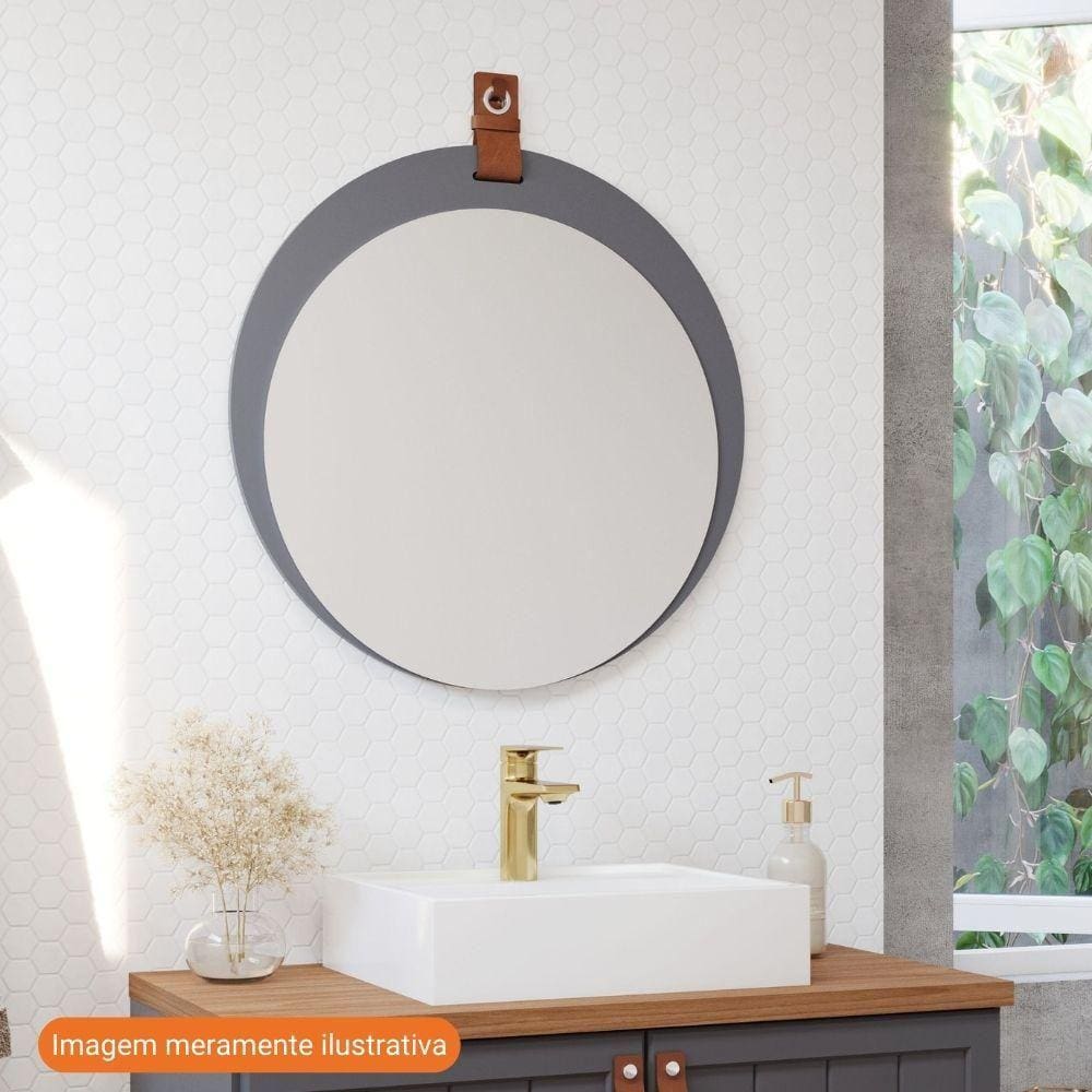 Espelheira Para Decoração De Banheiro, Quarto, Sala, Escritório Mdf 60X60Cm Lua Mgm Titanium