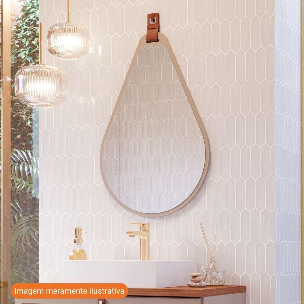 Espelheira Para Decoração De Banheiro, Quarto, Sala, Escritório Mdf 50X76Cm Gota Mgm Cappuccino