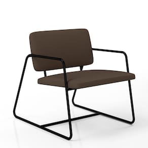 Poltrona Estofada Sintra Preto Fosco/Suede Marrom - Móveis Arapongas