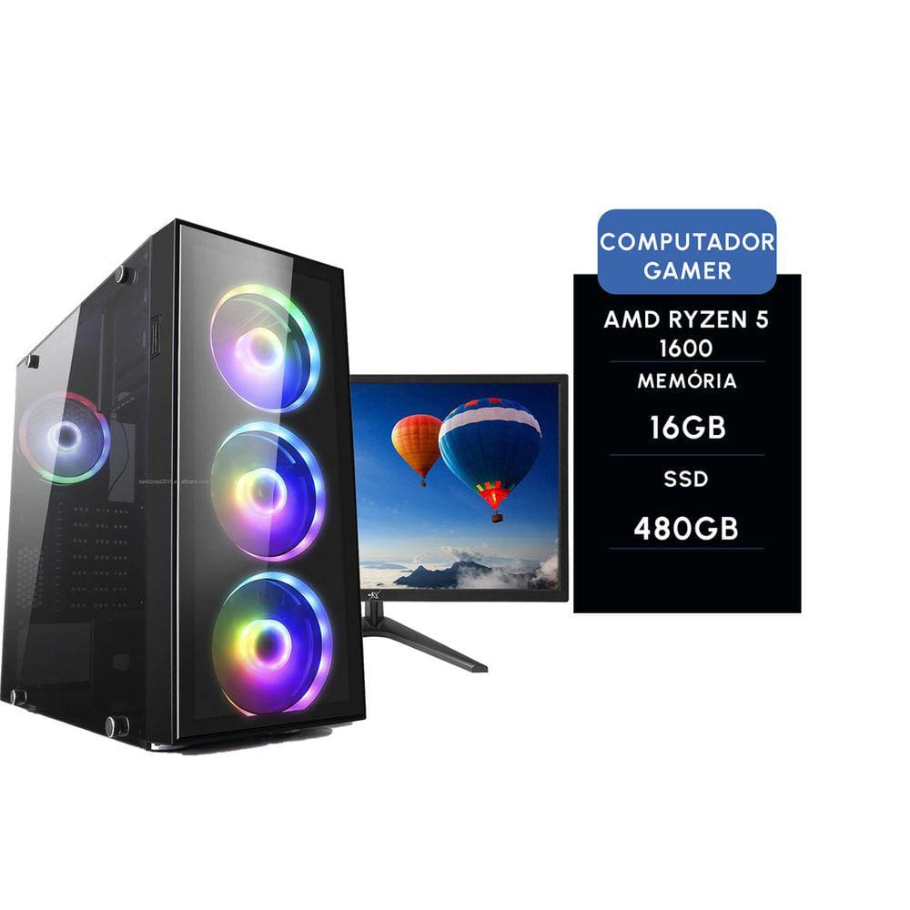 Computador Gamer Brx Amd Ryzen 5 1600G 16Gb Ssd 480Gb + Monitor 21