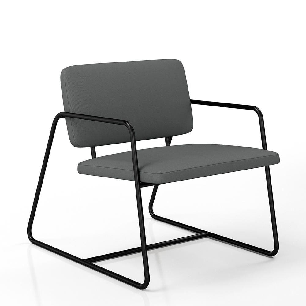 Poltrona Estofada Sintra Preto Fosco/Suede Cinza - Móveis Arapongas