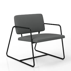Poltrona Estofada Sintra Preto Fosco/Suede Cinza - Móveis Arapongas