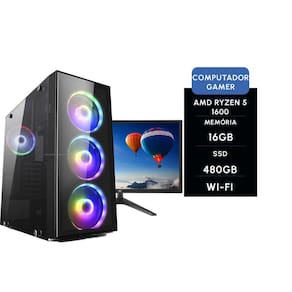 Computador Gamer Brx Amd Ryzen 5 1600G 16Gb Ssd 480Gb  + Monitor 21 + Wi-Fi