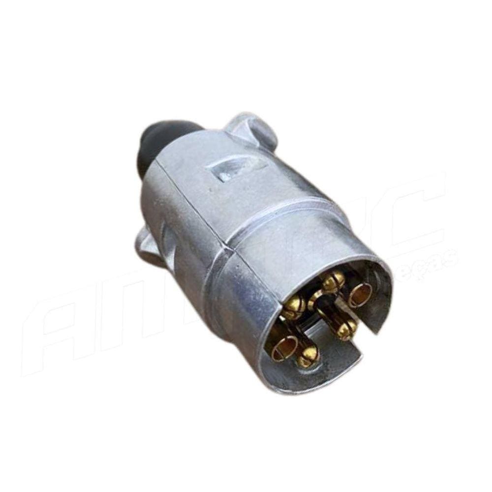 Tomada Elétrica Engate Redonda 6 Polos Macho Alumínio 12/24v