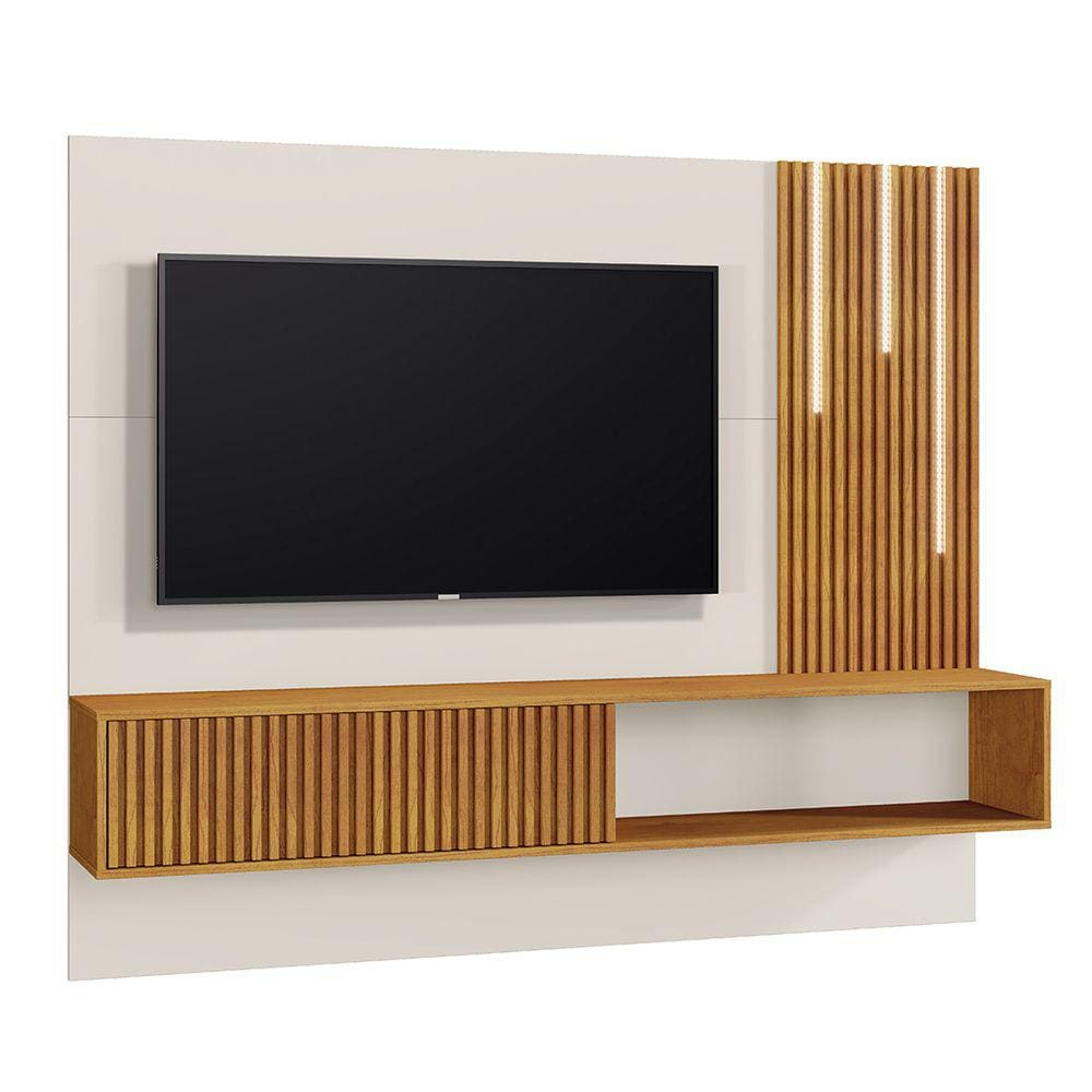 Painel Ripado com LED Nicho Málaga TV até 55" Off - Naturalle