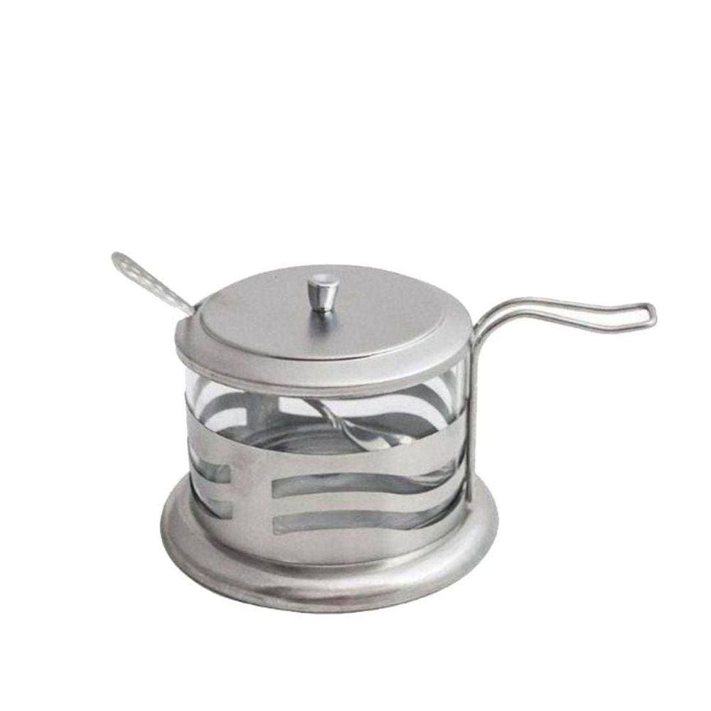 Açucareiro Com Colher Em Metal E Vidro De  200 Ml