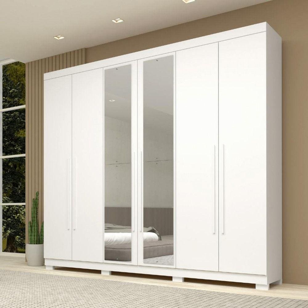 Guarda Roupas Casal 6 Portas 4 Gavetas Com Espelho Nubia ACP