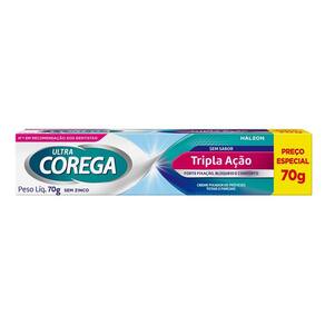 Corega Ultra Creme Fixador de Dentadura Sem Sabor Tripla Ação Sem Zinco 70g