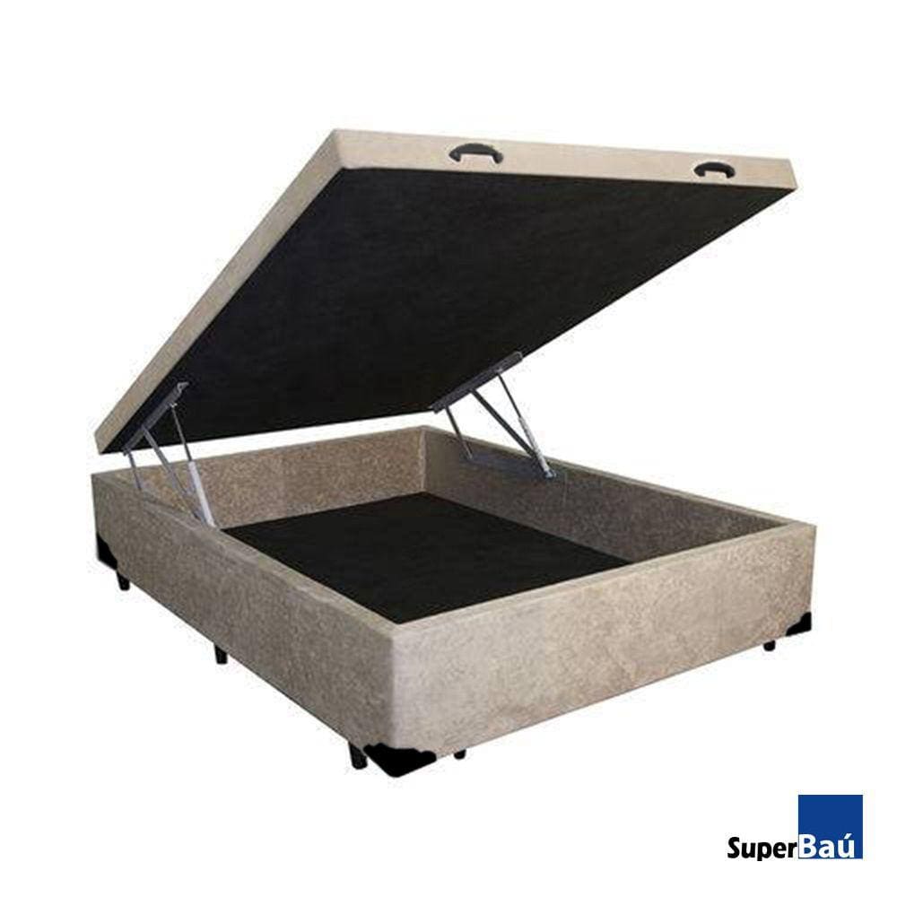 Cama Box Baú casal sintetico bege 138X188x39