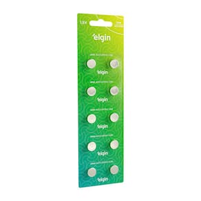 Bateria Alcalina LR44/ A76/ LR1154/ 357/ AG13 Elgin com 10 unidades 5v Pilha