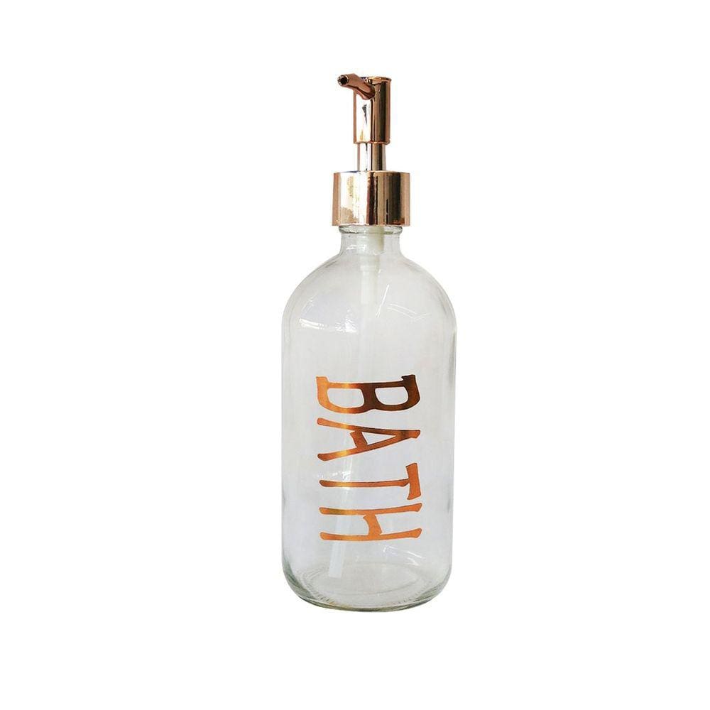Porta Sabonete Líquido Vidro Transp. Detalhe Gold Rose 500ml