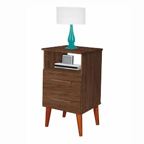 Mesa De Cabeceira Retrô Com 2 Gavetas E Nicho Rubi