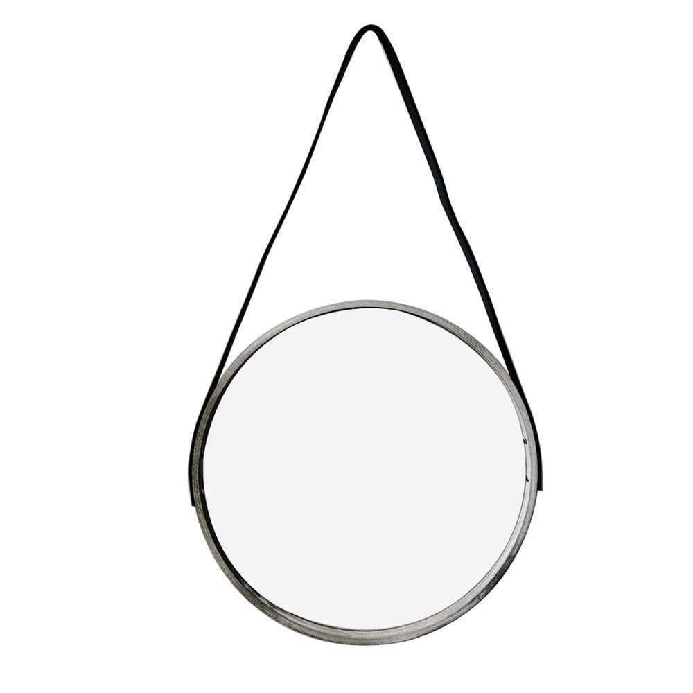 Espelho De Parede De Madeira Redondo 40cm