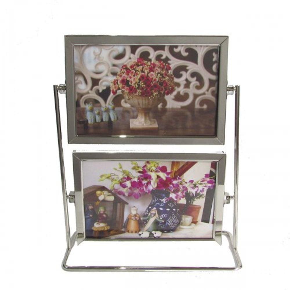 Porta Retrato Metal Giratório Para 4 Fotos 15x10cm
