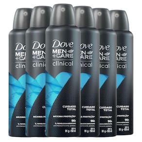 kit 6 Desodorantes Aerosol Dove Clinical Cuidado Total Men 150ml/91g