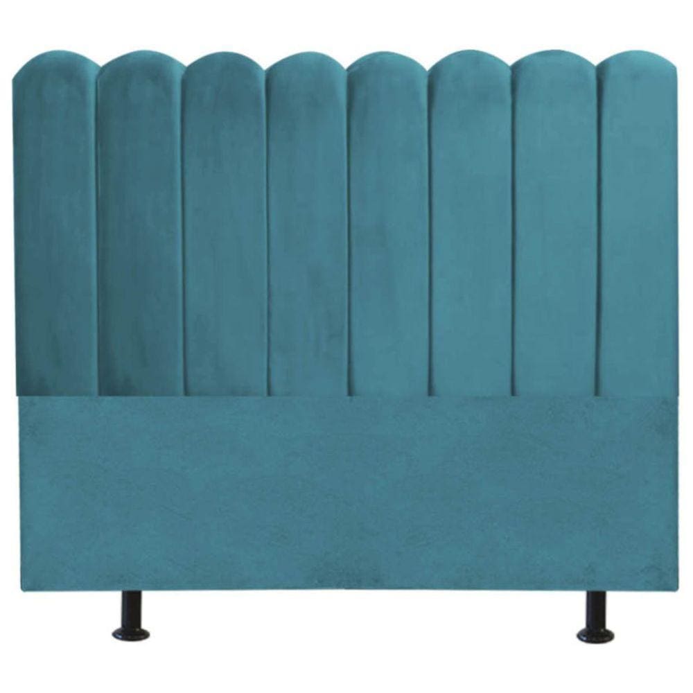 Cabeceira Nuvem Cama Queen 160 cm Alanis Suede Azul Turquesa