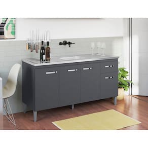 Gabinete de Pia Armário Gabriela 150cm Cinza S/Tampo - AJL Móveis