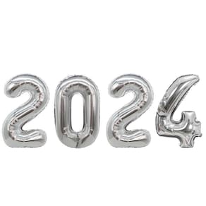 Balao Ano Novo Numero 2024 Prata Decoraçao Comemoraçao